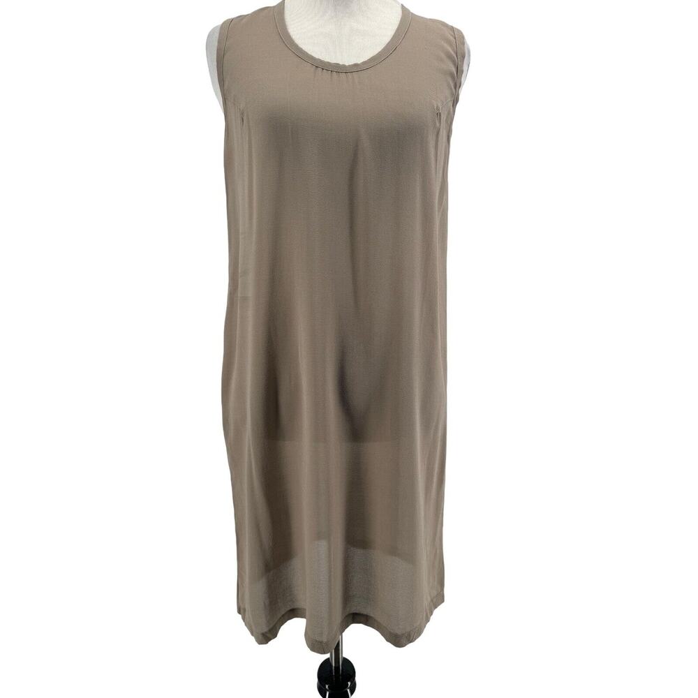Kristensen Du Nord Women's Tan Silk Sheer Sleeveless Slip Dress Size 2 (Medium)‎